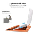 3-in-1 Foldable Multi-Function PU Leather Laptop Sleeve Bag - Ktusu