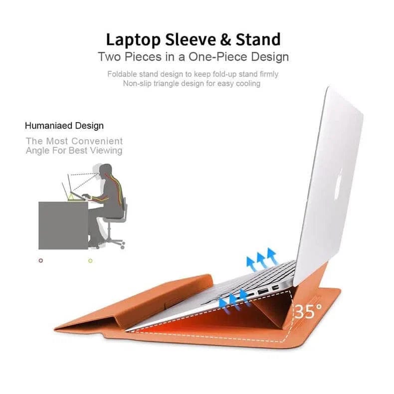 3-in-1 Foldable Multi-Function PU Leather Laptop Sleeve Bag - Ktusu