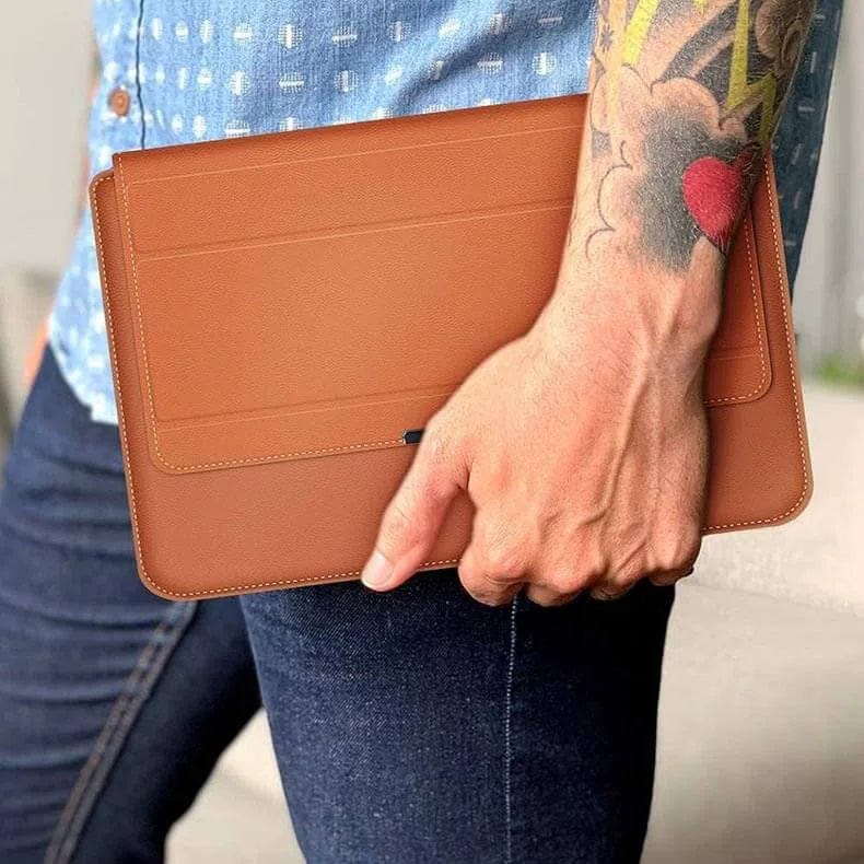 3-in-1 Foldable Multi-Function PU Leather Laptop Sleeve Bag - Ktusu