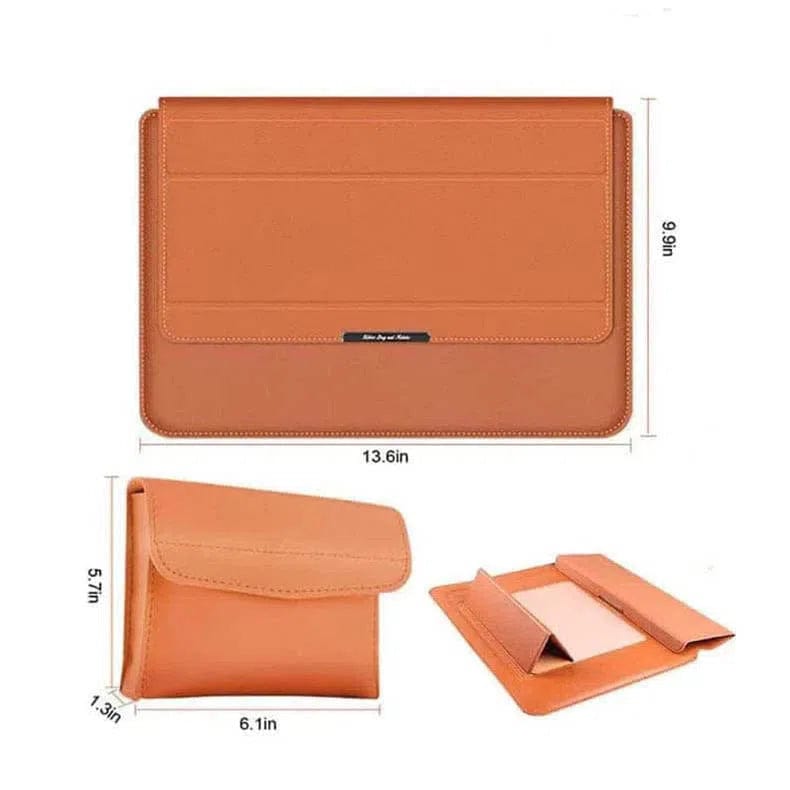 3-in-1 Foldable Multi-Function PU Leather Laptop Sleeve Bag - Ktusu