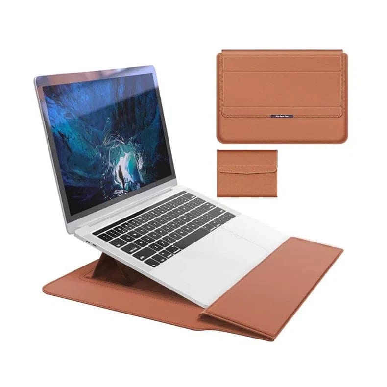 3-in-1 Foldable Multi-Function PU Leather Laptop Sleeve Bag - Ktusu