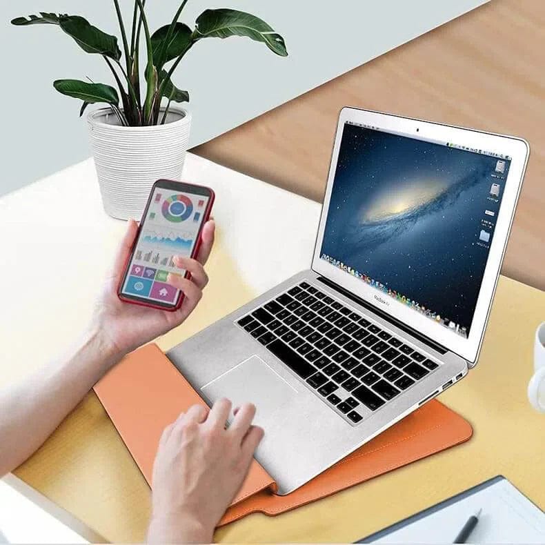 3-in-1 Foldable Multi-Function PU Leather Laptop Sleeve Bag - Ktusu
