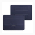 3-in-1 Foldable Multi-Function PU Leather Laptop Sleeve Bag Up to 15.6 inch Laptop / Midnight Blue - Ktusu