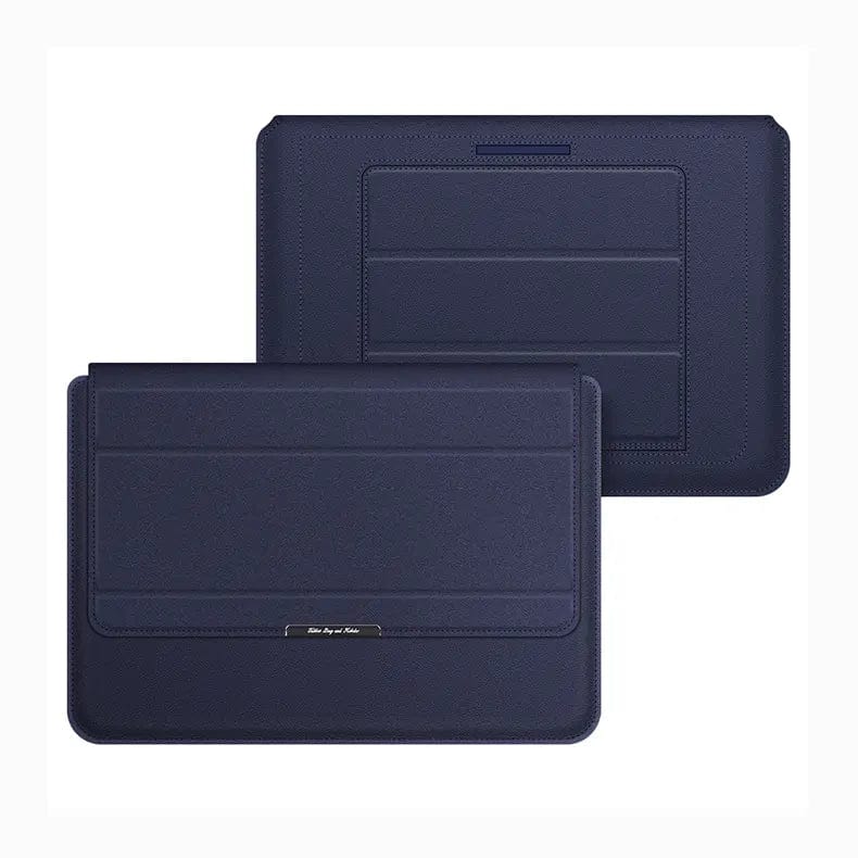 3-in-1 Foldable Multi-Function PU Leather Laptop Sleeve Bag Up to 15.6 inch Laptop / Midnight Blue - Ktusu
