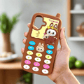 3D Cartoon Character Soft Silicone Case for iPhone 16 iPhone 16 / Brown Bear - Ktusu