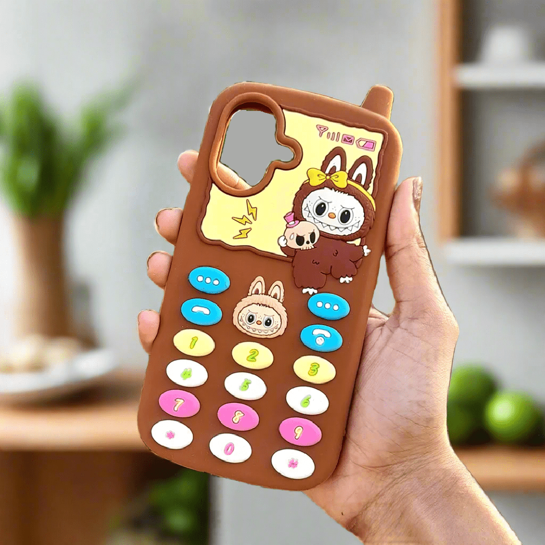 3D Cartoon Character Soft Silicone Case for iPhone 16 iPhone 16 / Brown Bear - Ktusu