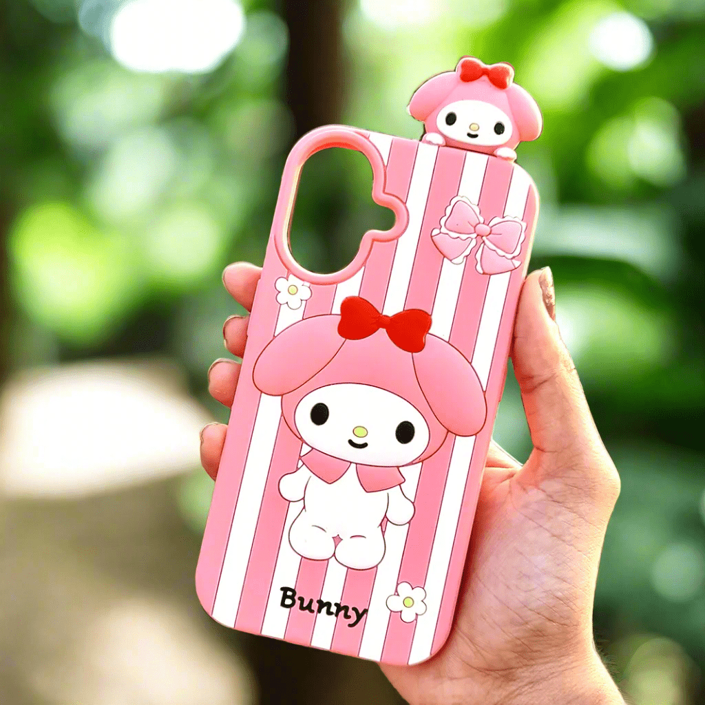 3D Cartoon Character Soft Silicone Case for iPhone 16 iPhone 16 / Bunny - Ktusu