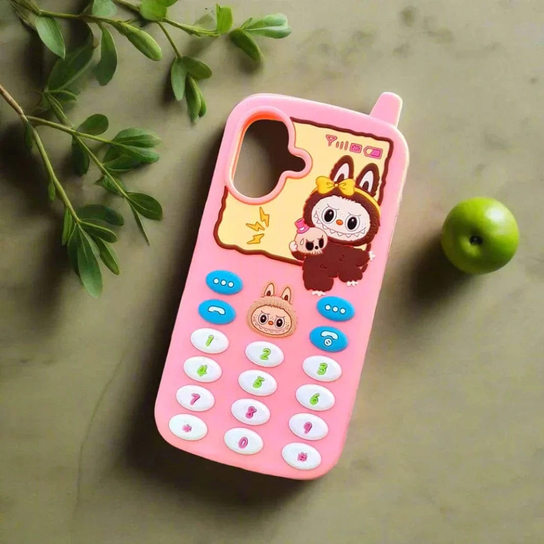 3D Cartoon Character Soft Silicone Case for iPhone 16 iPhone 16 / Pink Retro Bear - Ktusu