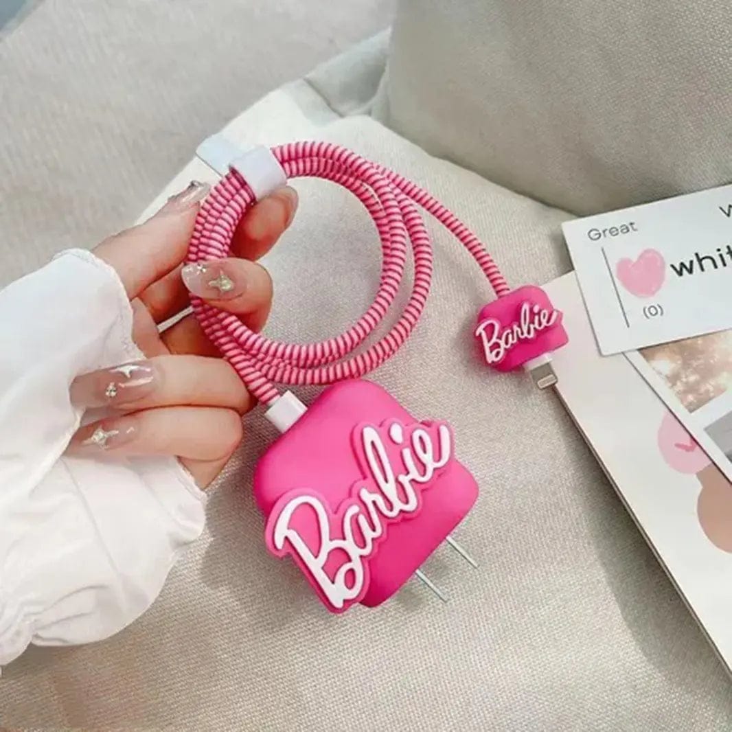 3D Silicone Cover with Spiral for Apple Adapter 18-20W / Barbie - Ktusu