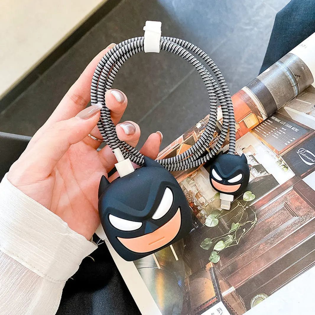 3D Silicone Cover with Spiral for Apple Adapter 18-20W / Bat Man - Ktusu