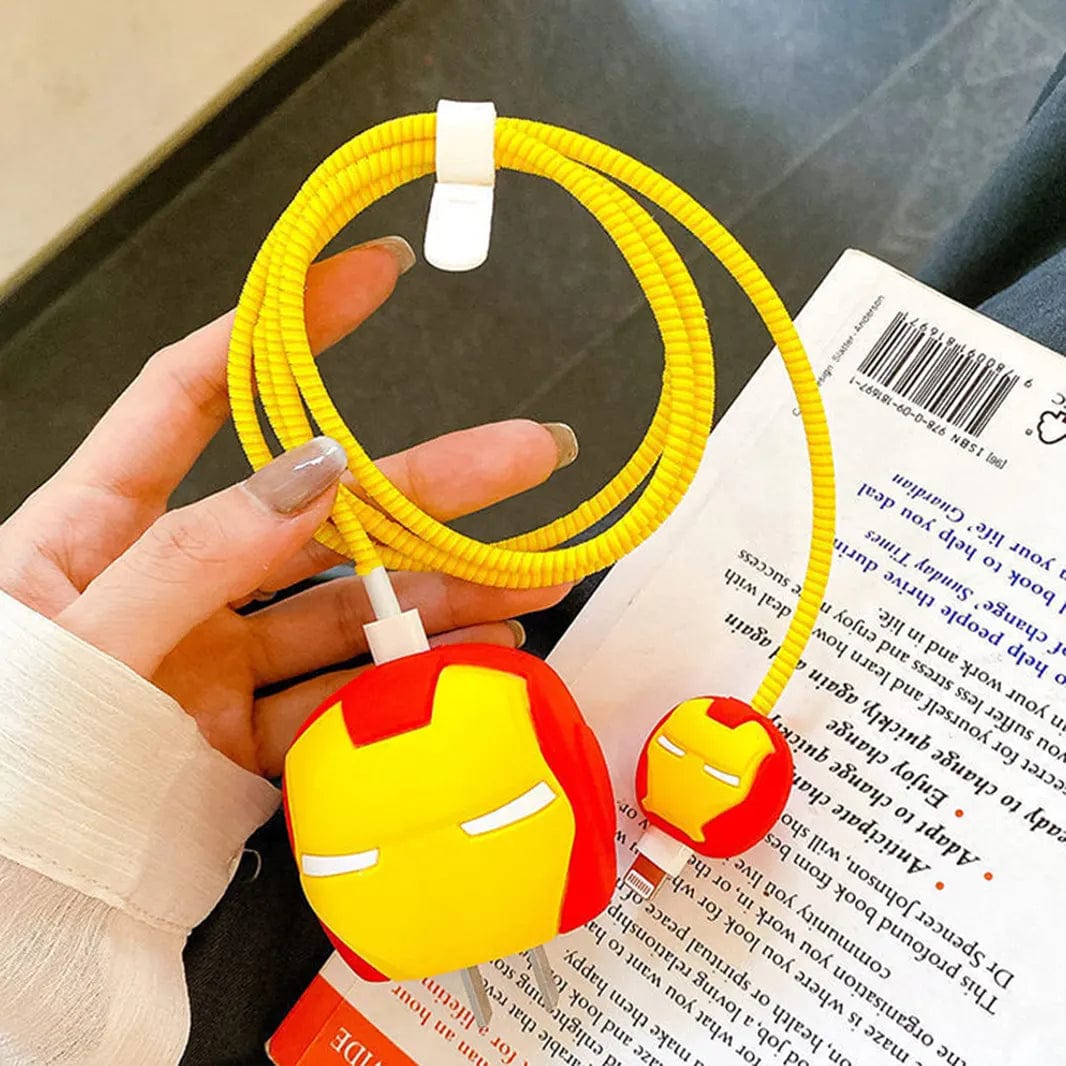 3D Silicone Cover with Spiral for Apple Adapter 18-20W / Iron Man - Ktusu