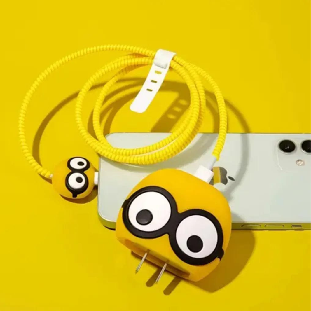 3D Silicone Cover with Spiral for Apple Adapter 18-20W / Minions - Ktusu
