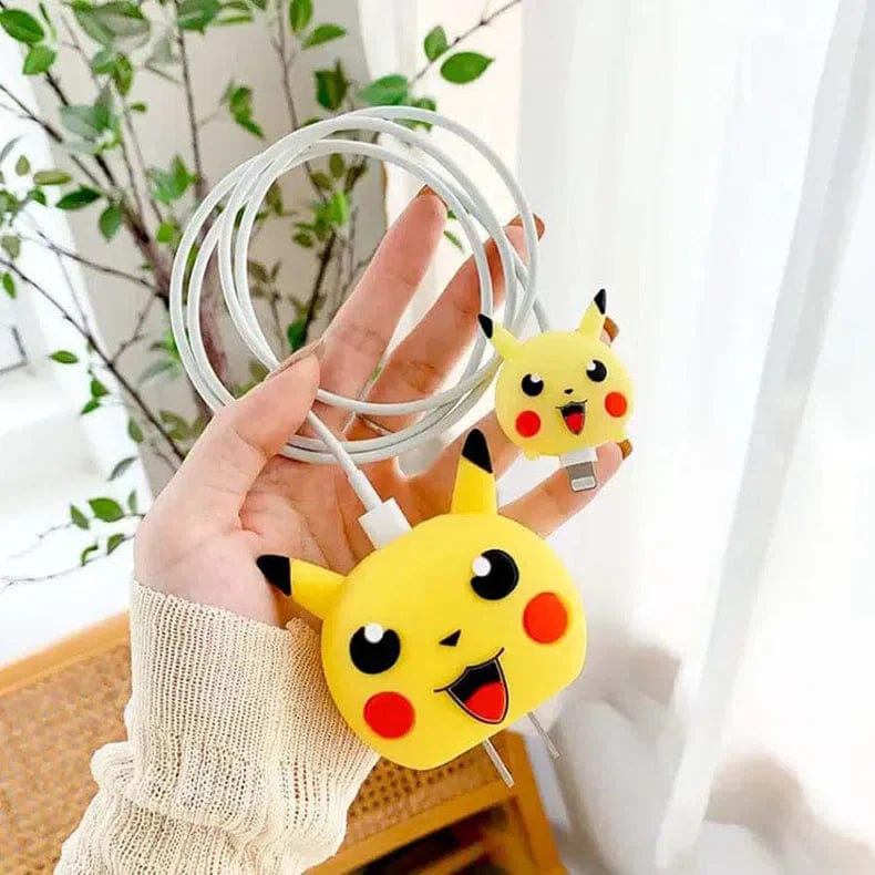 3D Silicone Cover with Spiral for Apple Adapter 18-20W / Pikachu - Ktusu