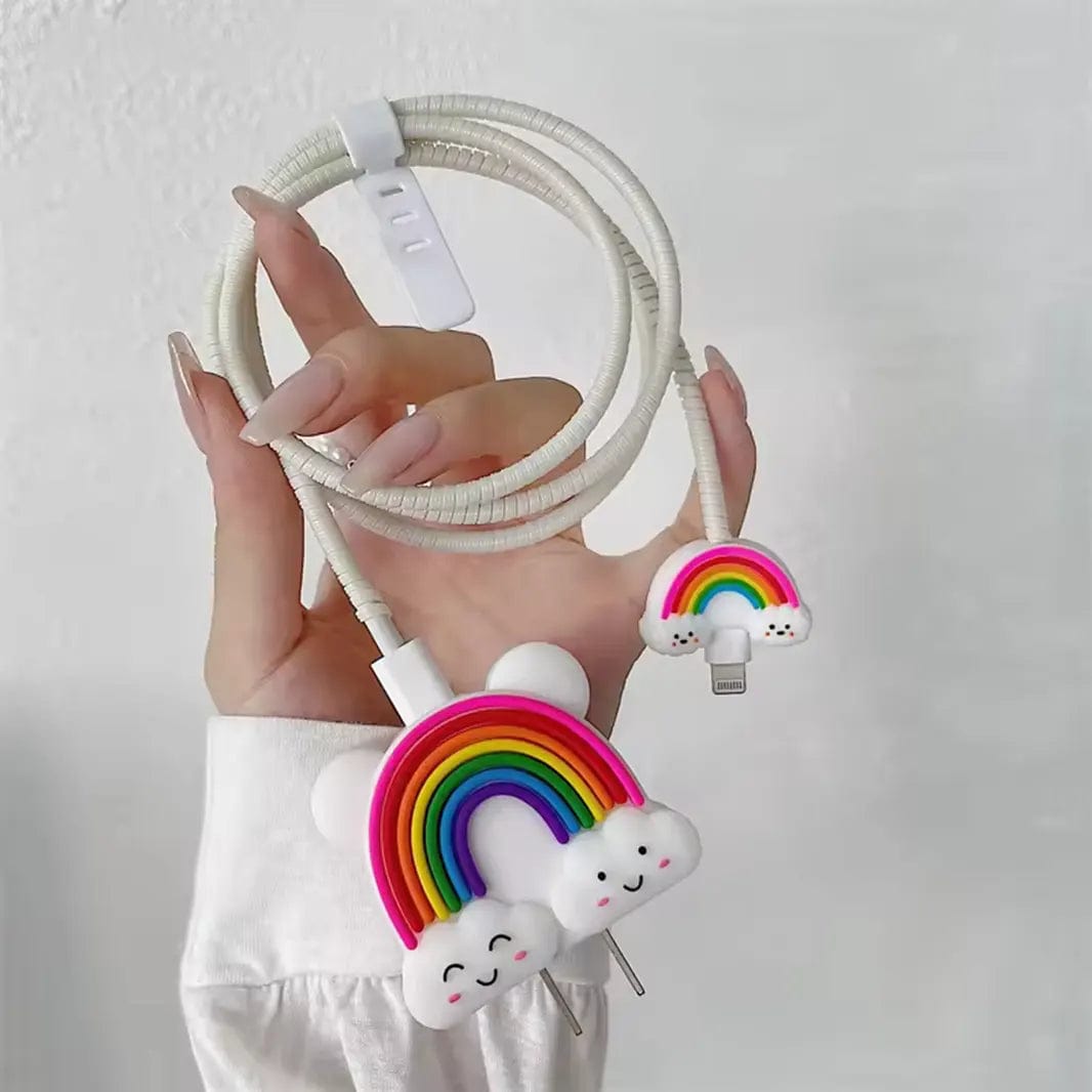 3D Silicone Cover with Spiral for Apple Adapter 18-20W / Rainbow - Ktusu