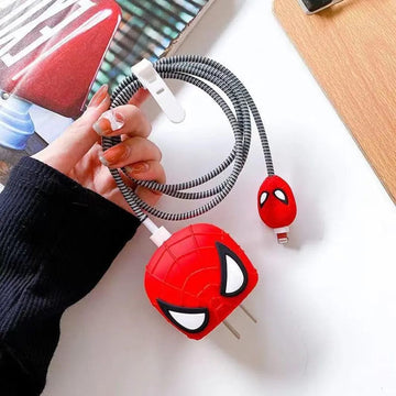 3D Silicone Cover with Spiral for Apple Adapter 18-20W / Spider Man - Ktusu