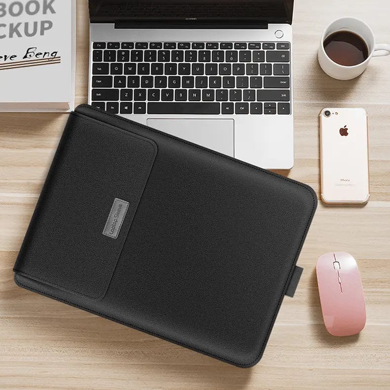 4-in-1 Portable Waterproof Integrated Stand Laptop Sleeve Bag Up to 11 inch Laptop / Black - Ktusu