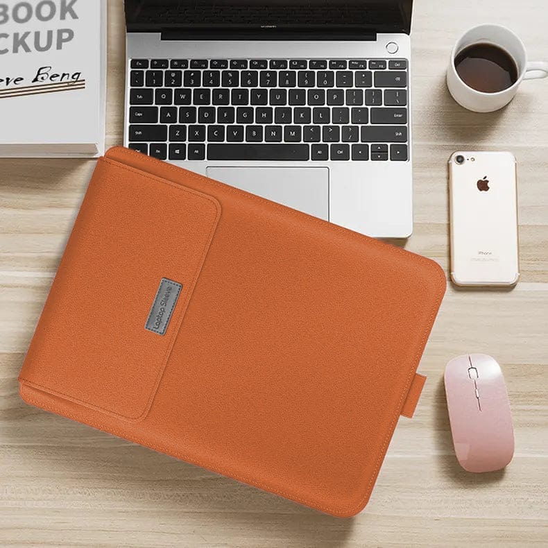 4-in-1 Portable Waterproof Integrated Stand Laptop Sleeve Bag Up to 11 inch Laptop / Brown - Ktusu