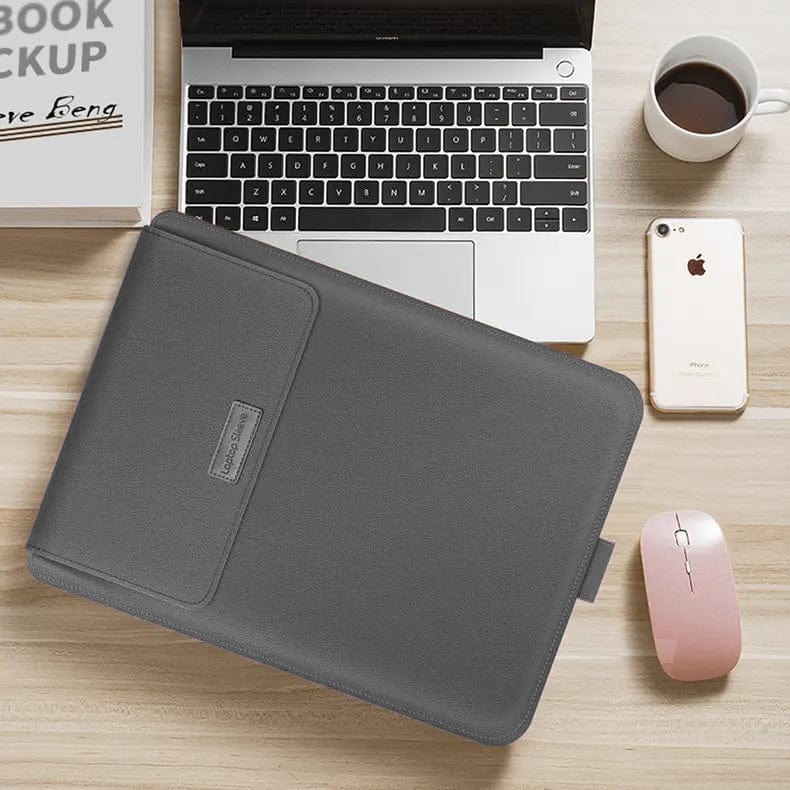 4-in-1 Portable Waterproof Integrated Stand Laptop Sleeve Bag Up to 11 inch Laptop / Grey - Ktusu