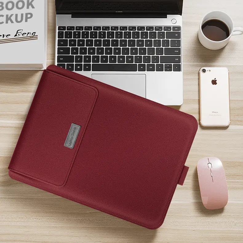 4-in-1 Portable Waterproof Integrated Stand Laptop Sleeve Bag Up to 11 inch Laptop / Red - Ktusu