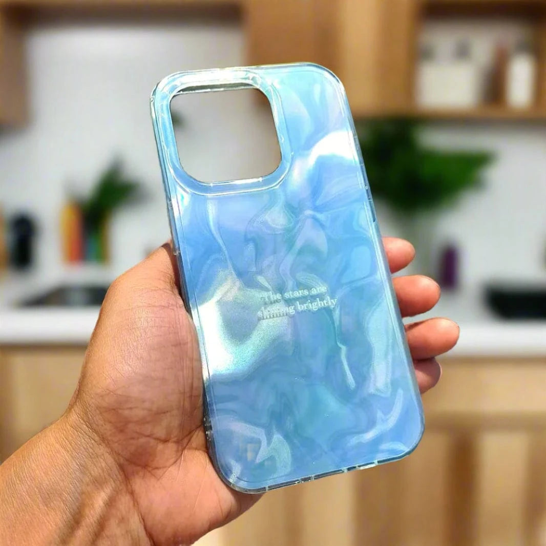 Aesthetic Laser Printing Luxury Hard Case for iPhone 15 Pro iPhone 15 Pro / Blue Weave - Ktusu
