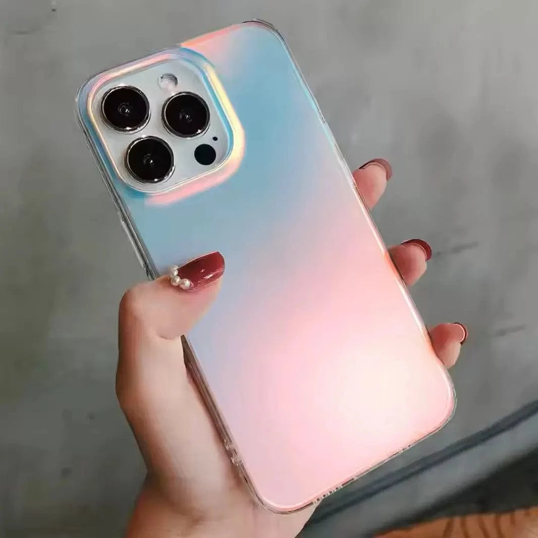 Aesthetic Laser Printing Luxury Hard Case for iPhone 15 Pro Max iPhone 15 Pro Max / Matte Rainbow - Ktusu