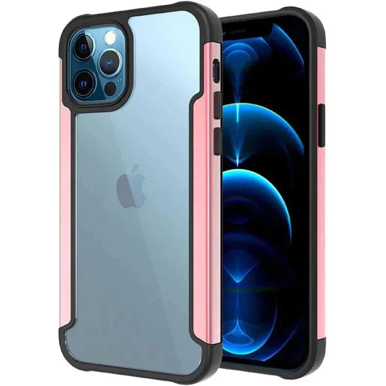 Aluminum Alloy Metal Edge Transparent Case for iPhone 13 Pro iPhone 13 Pro / Rose Gold - Ktusu