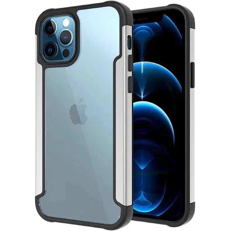 Aluminum Alloy Metal Edge Transparent Case for iPhone 13 Pro iPhone 13 Pro / Silver - Ktusu