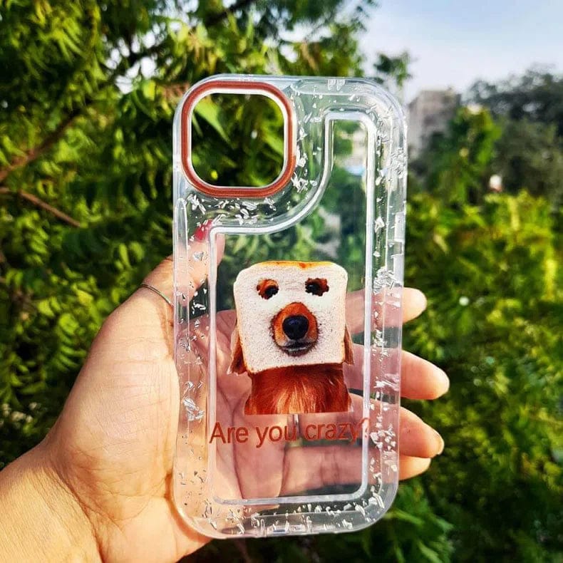 Animal Print Silver Glitter Foil Clear Soft Case for iPhone 13 Pro Max iPhone 13 Pro Max / Are you crazy - Ktusu