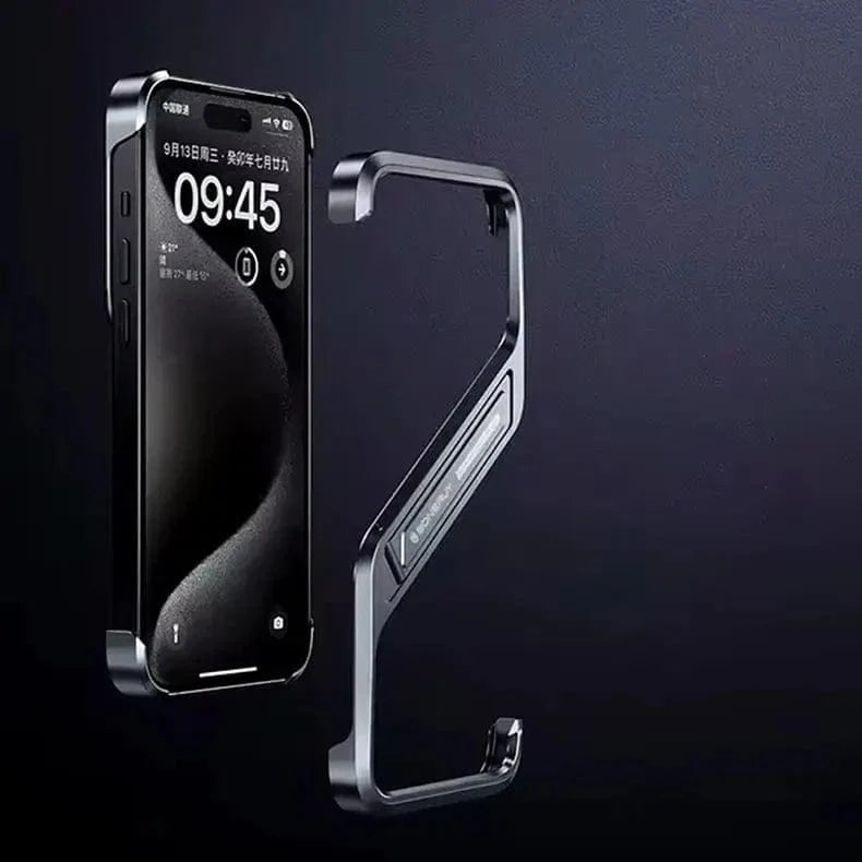 Built In Kickstand Aluminum Rimless Heat Dissipation Frame Case for iPhone 16 Pro Max iPhone 16 Pro Max / Titanium Grey - Ktusu