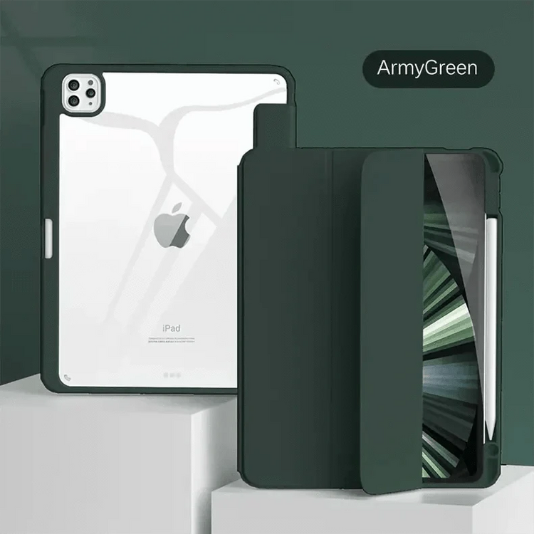 Built-in Stand Trifold Slim Transparent Cover for iPad 7 | 8 | 9 (10.2-inch) iPad 7 | 8 | 9 (10.2-inch) / Light Grey - Ktusu