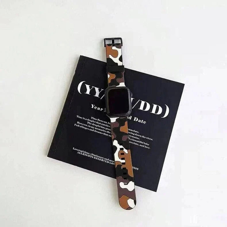 Camo Soft Silicone Band for Apple Watch 42 | 44 | 45 | Ultra 49 | 46mm S10 42 | 44 | 45 | Ultra 49 | 46mm S10 / Brown - Ktusu