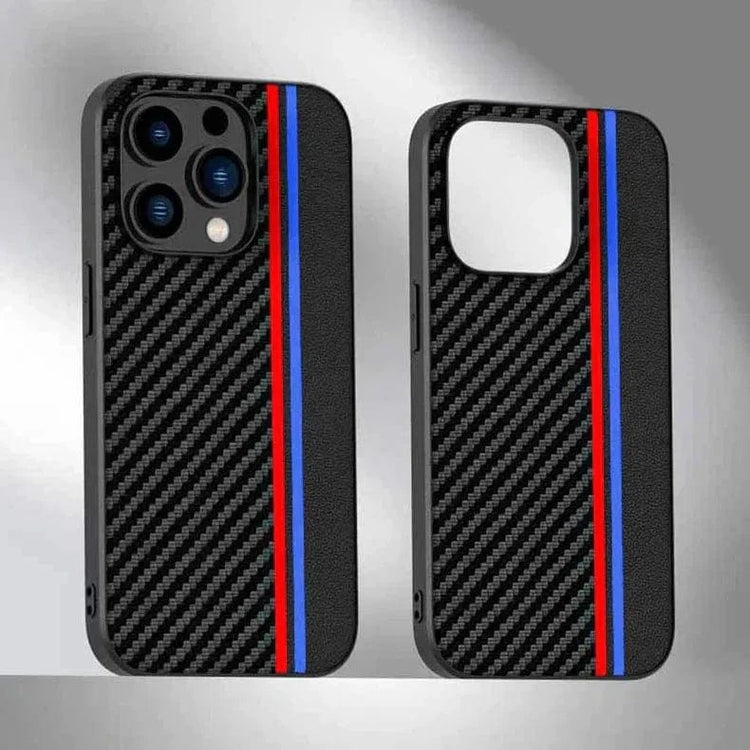 Carbon Fiber Leather Texture Case for iPhone 15 Plus iPhone 15 Plus / Red Blue - Ktusu
