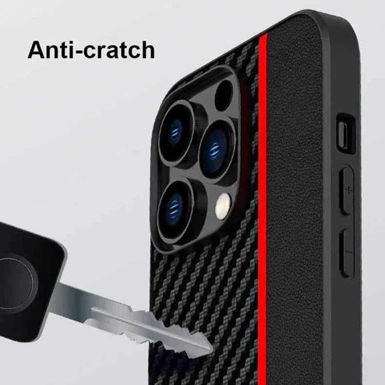 Carbon Fiber Leather Texture Case for iPhone 15 Pro - Ktusu