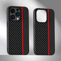 Carbon Fiber Leather Texture Case for iPhone 15 Pro iPhone 15 Pro / Black Red - Ktusu
