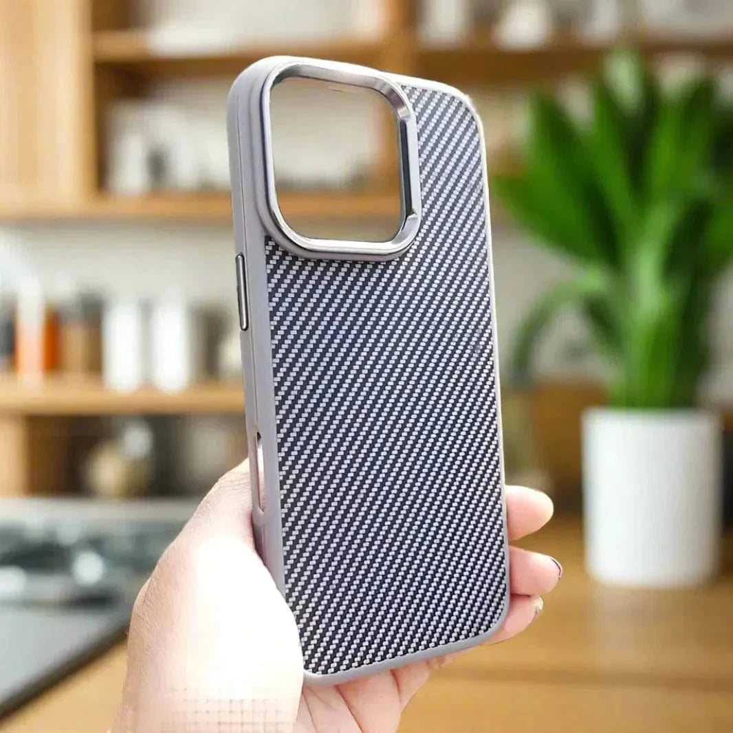 Carbon Fiber Magsafe PC Back and TPU Frame Case for iPhone 16 Plus iPhone 16 Plus / Gray / with magsafe - Ktusu