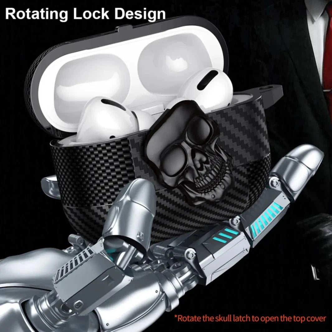 Carbon Fiber Skull Lock Cover for Airpods 1 | 2 - Ktusu