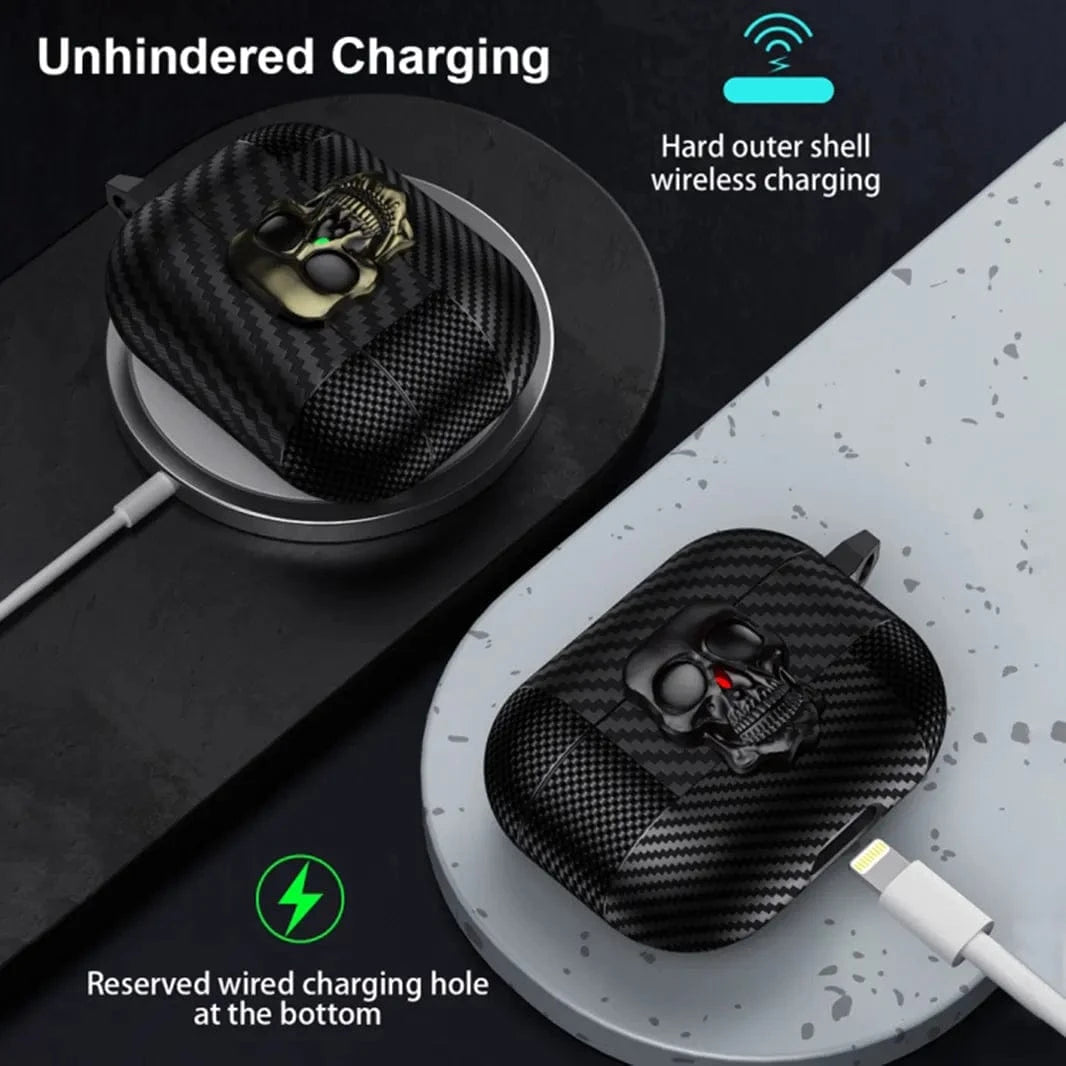 Carbon Fiber Skull Lock Cover for Airpods 1 | 2 - Ktusu