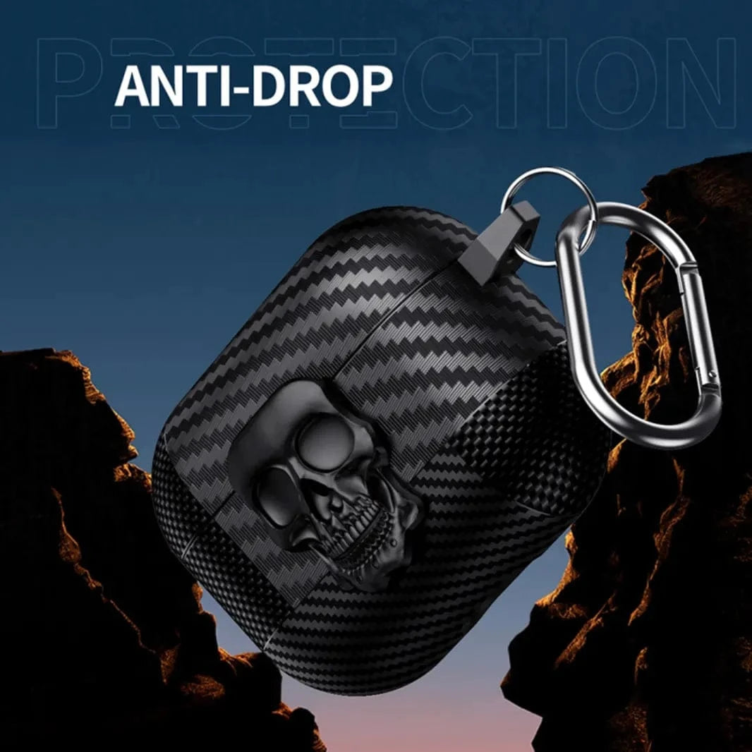 Carbon Fiber Skull Lock Cover for Airpods 1 | 2 - Ktusu