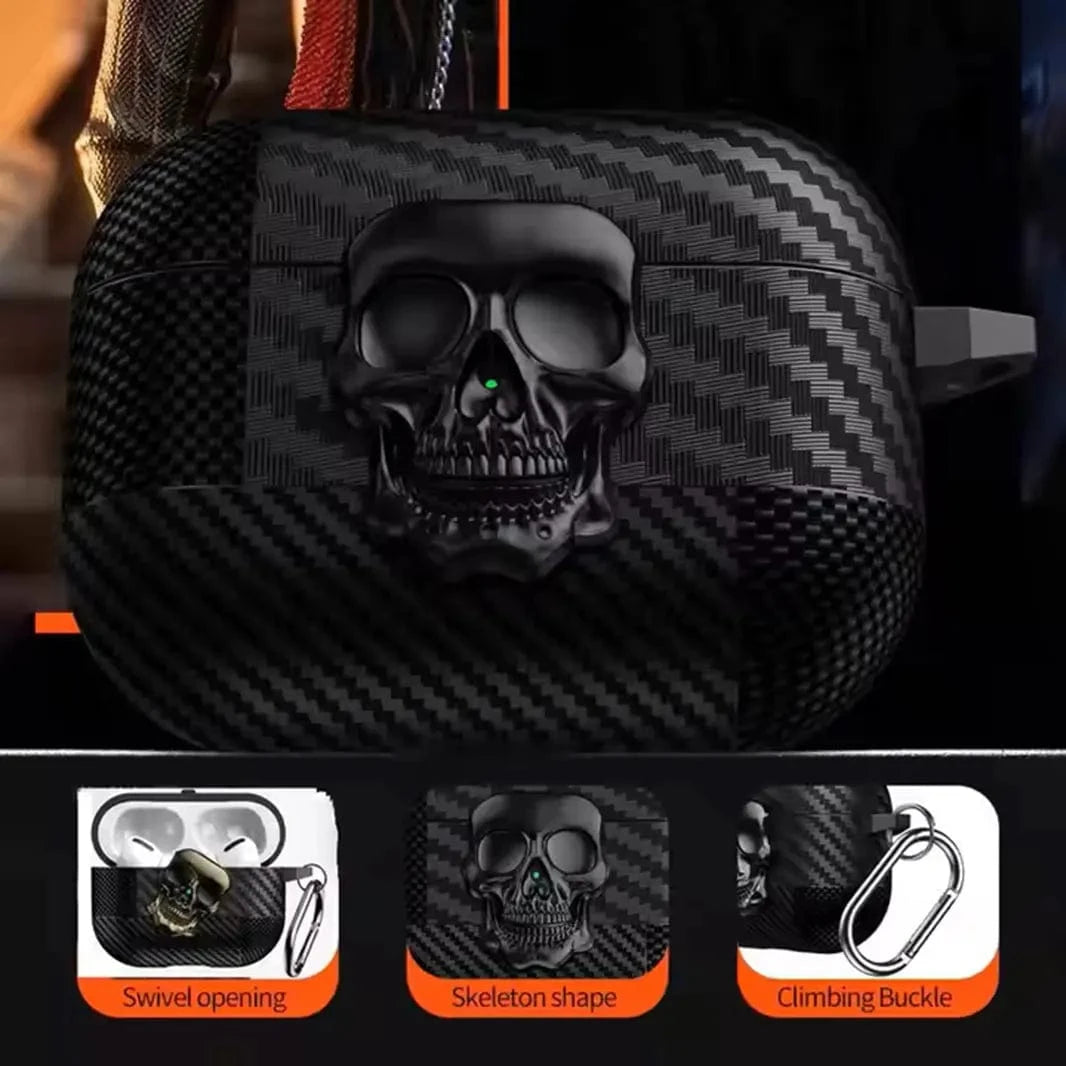 Carbon Fiber Skull Lock Cover for Airpods 1 | 2 - Ktusu