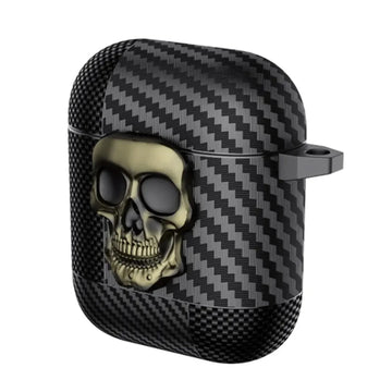 Carbon Fiber Skull Lock Cover for Airpods 1 | 2 Airpods 1 | 2 / Army Green - Ktusu
