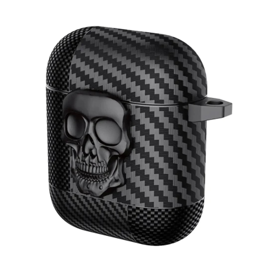 Carbon Fiber Skull Lock Cover for Airpods 1 | 2 Airpods 1 | 2 / Black - Ktusu