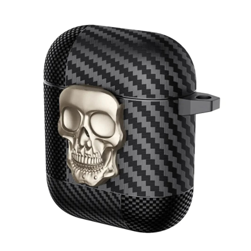 Carbon Fiber Skull Lock Cover for Airpods 1 | 2 Airpods 1 | 2 / Gold - Ktusu
