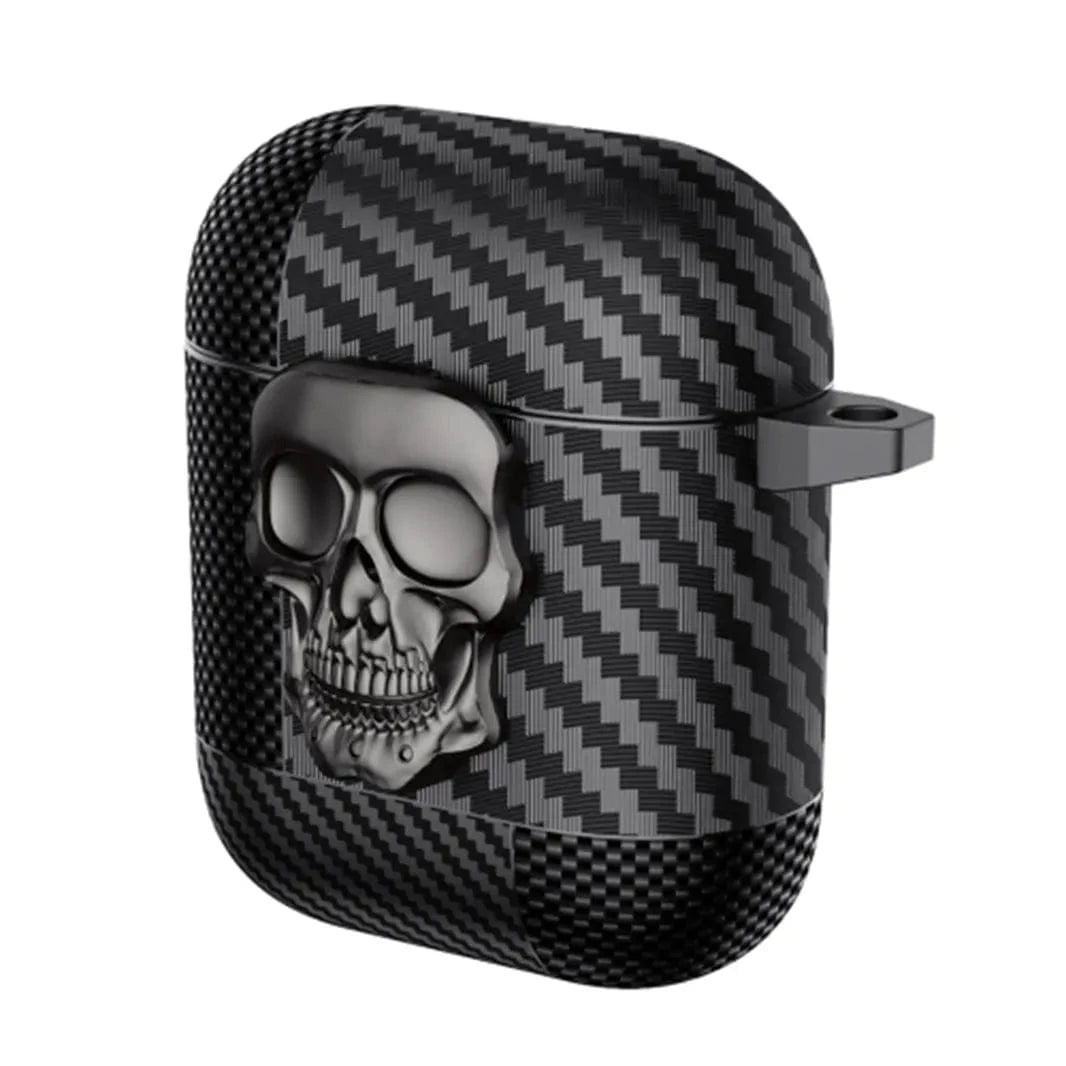 Carbon Fiber Skull Lock Cover for Airpods 1 | 2 Airpods 1 | 2 / Grey - Ktusu