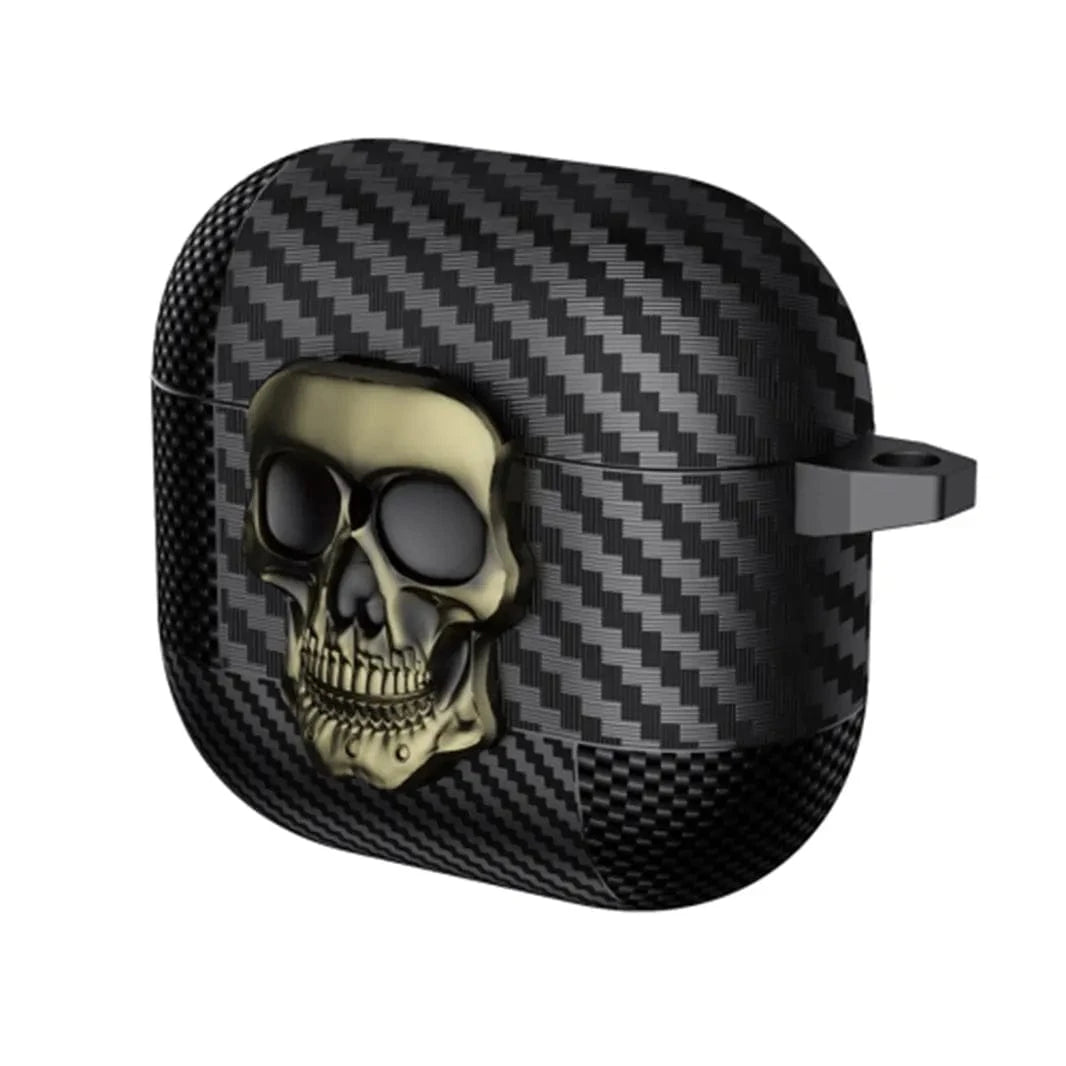 Carbon Fiber Skull Lock Cover for Airpods 4 Airpods 4 / Grey - Ktusu