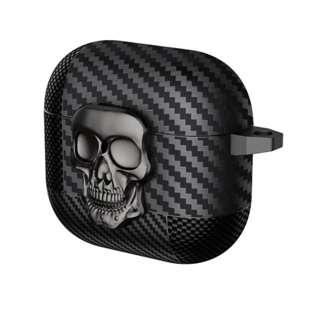Carbon Fiber Skull Lock Cover for Airpods 4 Airpods 4 / Grey - Ktusu