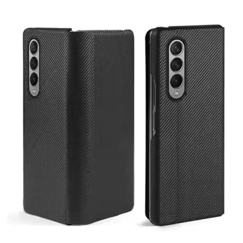Carbon Fiber Texture Diary Case for Samsung Z Fold5 Samsung Z Fold5 / Black - Ktusu