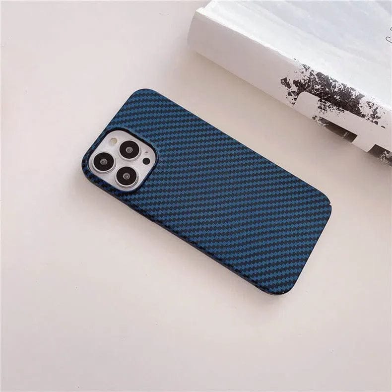 Carbon Fiber Texture Hard Slim Case for iPhone 13 Pro iPhone 13 Pro / Blue - Ktusu