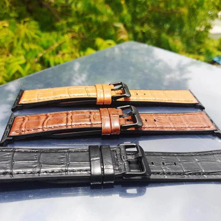Crocodile Leather Texture Silicone Band for Apple Watch 42 | 44 | 45 | Ultra 49 | 46mm S10 42 | 44 | 45 | Ultra 49 | 46mm S10 / Black - Ktusu