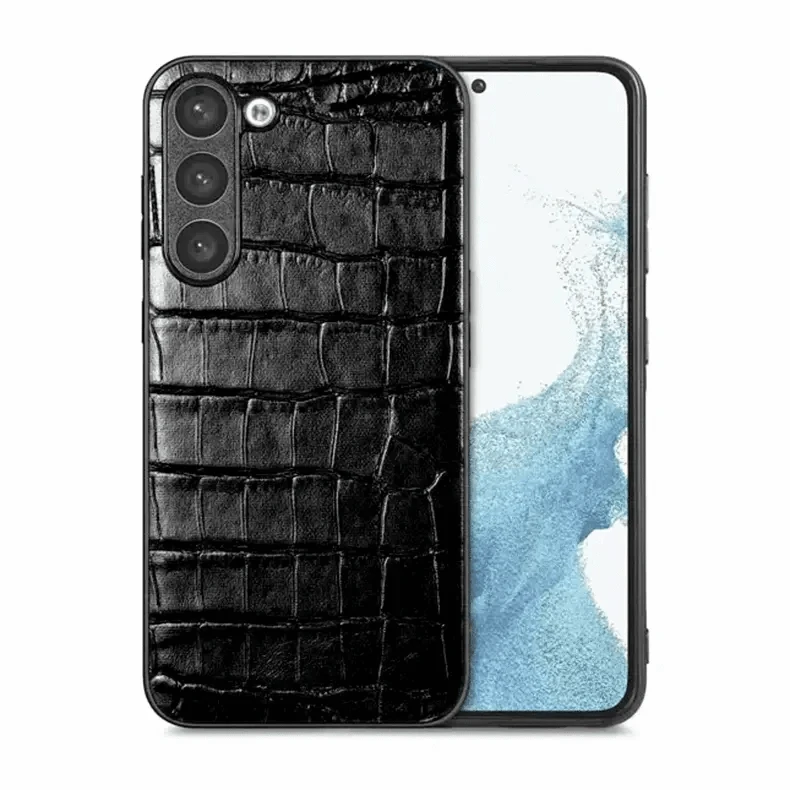 Crocodile PU Leather hard Case for Samsung S23 Plus Samsung S23 Plus / Black - Ktusu