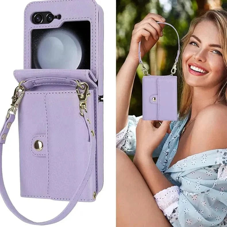 Crossbody Strap PU Leather Case for Samsung Z Flip6 - Ktusu